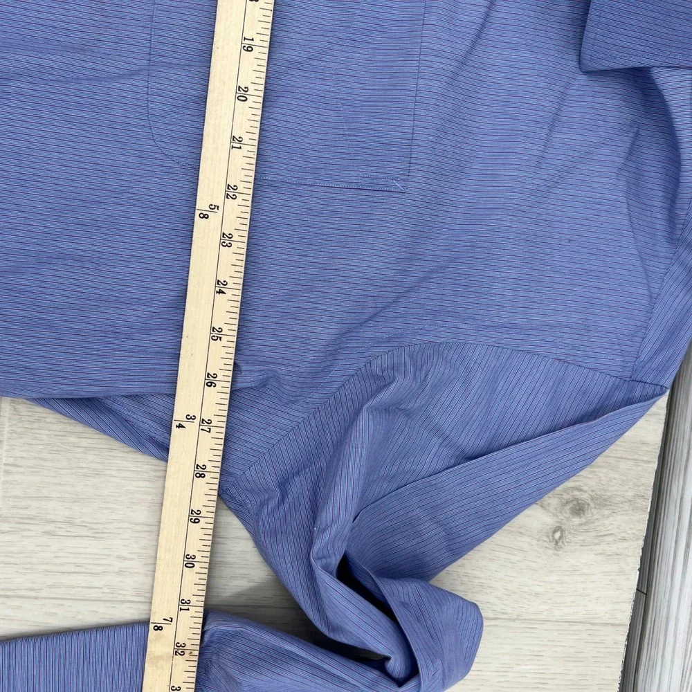 Tommy Hilfiger American Classics Blue Purple‎ Striped Dress Shirt 17.5 32-33
